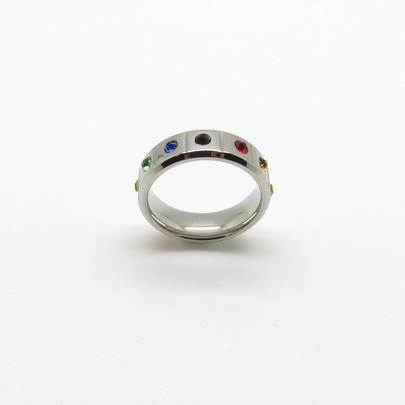 Stainless Steel Cubic Zirconia Rainbow Ring. - Picture 6 of 6